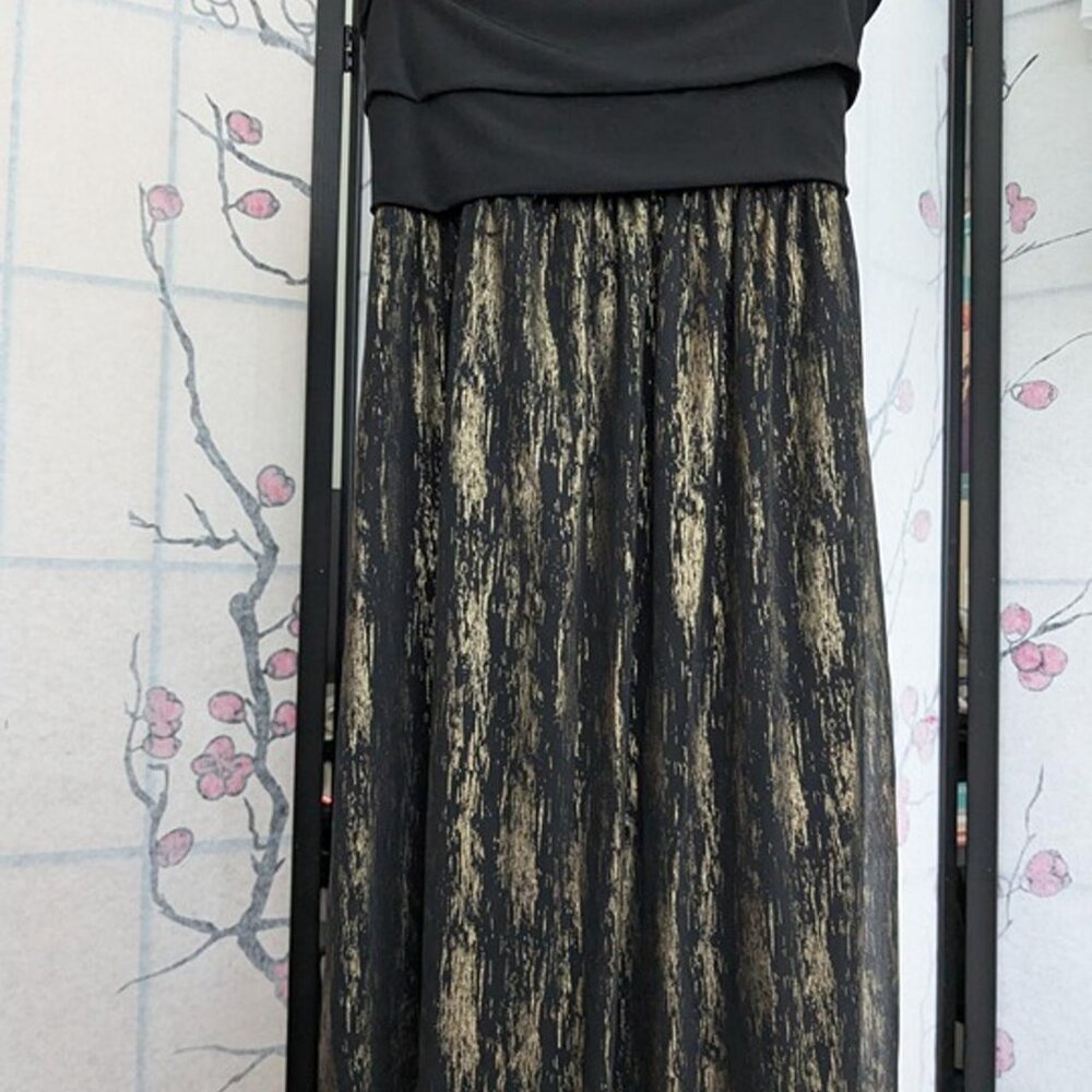 Jules & Jim Black Gold Maxi Dress Sleeveless